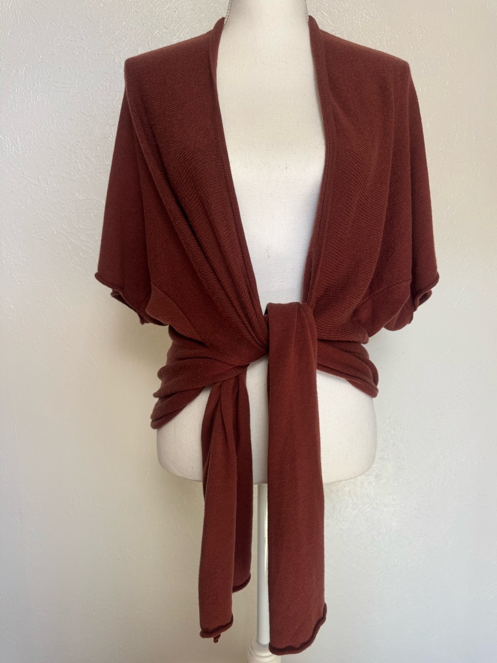 Banana Republic Chocolate Brown Short Sleeve Wool Blend Wrap‎ Cardigan